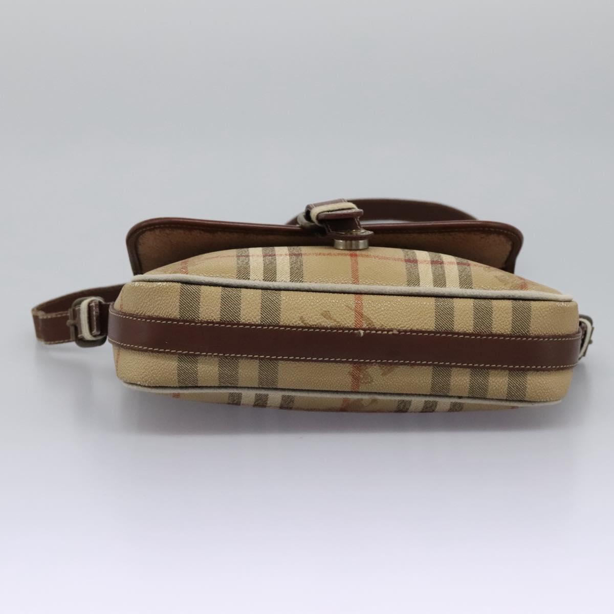 Burberrys Nova Check Shoulder Bag PVC Leather Beige Auth KD166