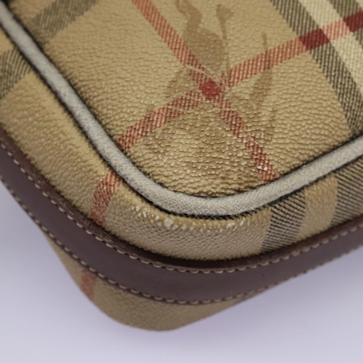 Burberrys Nova Check Shoulder Bag PVC Leather Beige Auth KD166