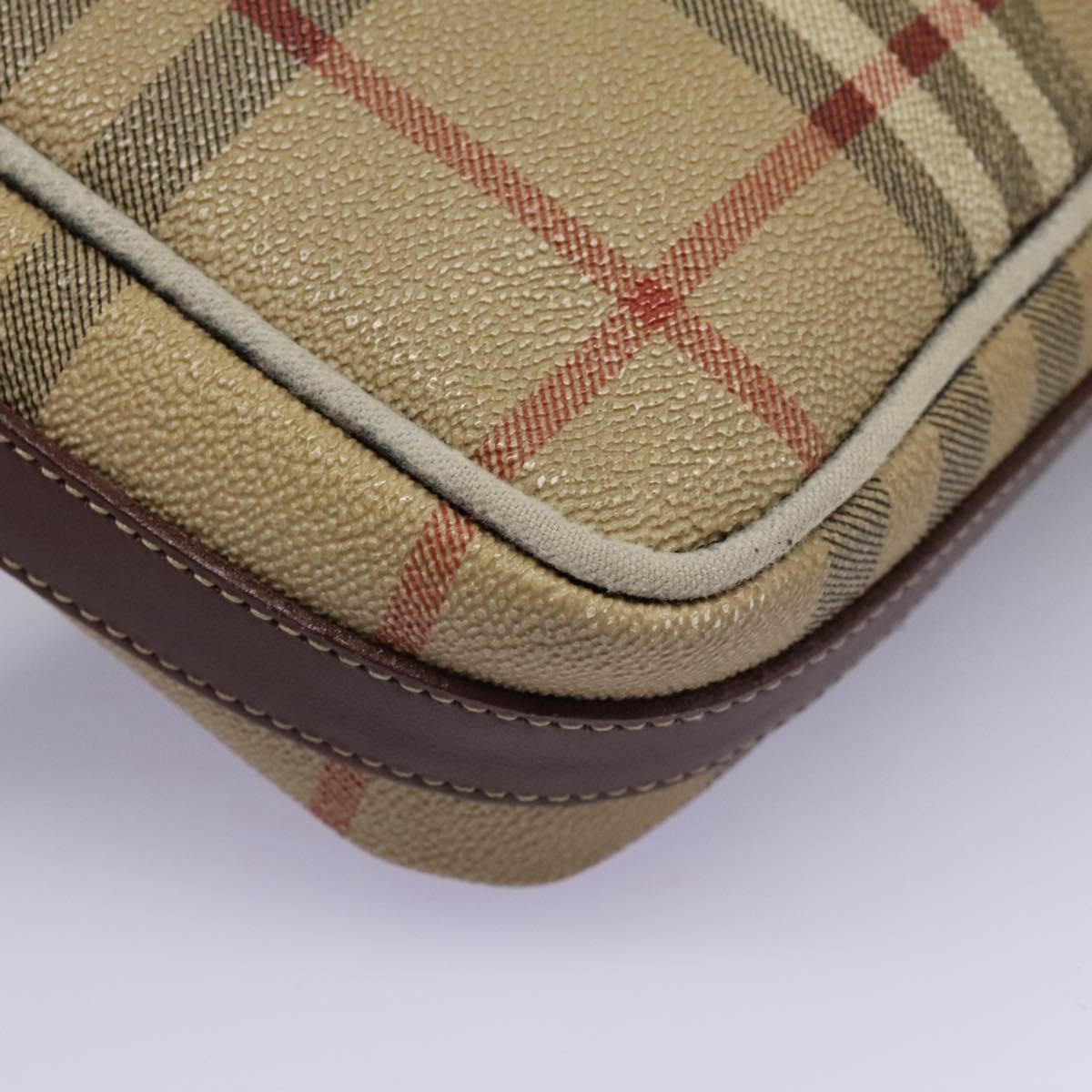 Burberrys Nova Check Shoulder Bag PVC Leather Beige Auth KD166