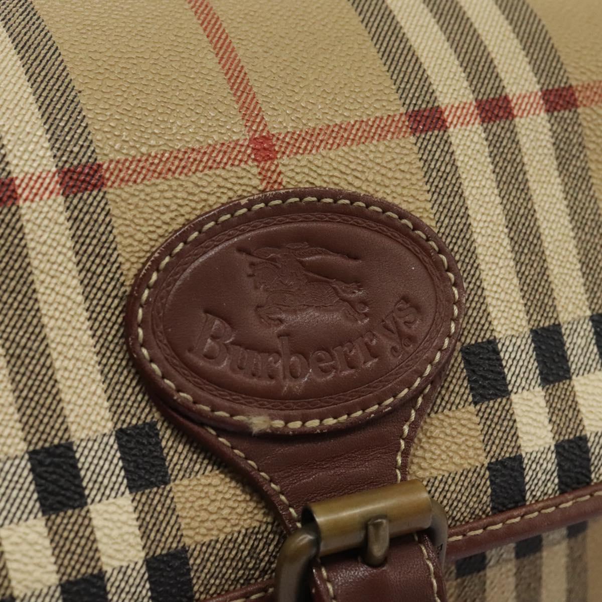 Burberrys Nova Check Shoulder Bag PVC Leather Beige Auth KD166