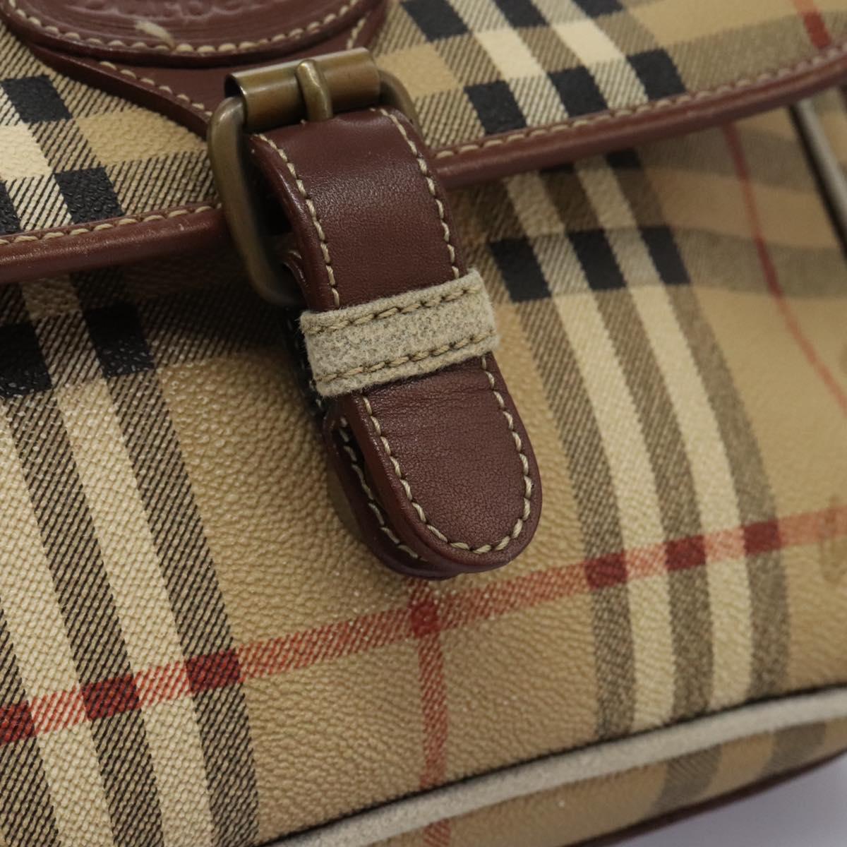 Burberrys Nova Check Shoulder Bag PVC Leather Beige Auth KD166