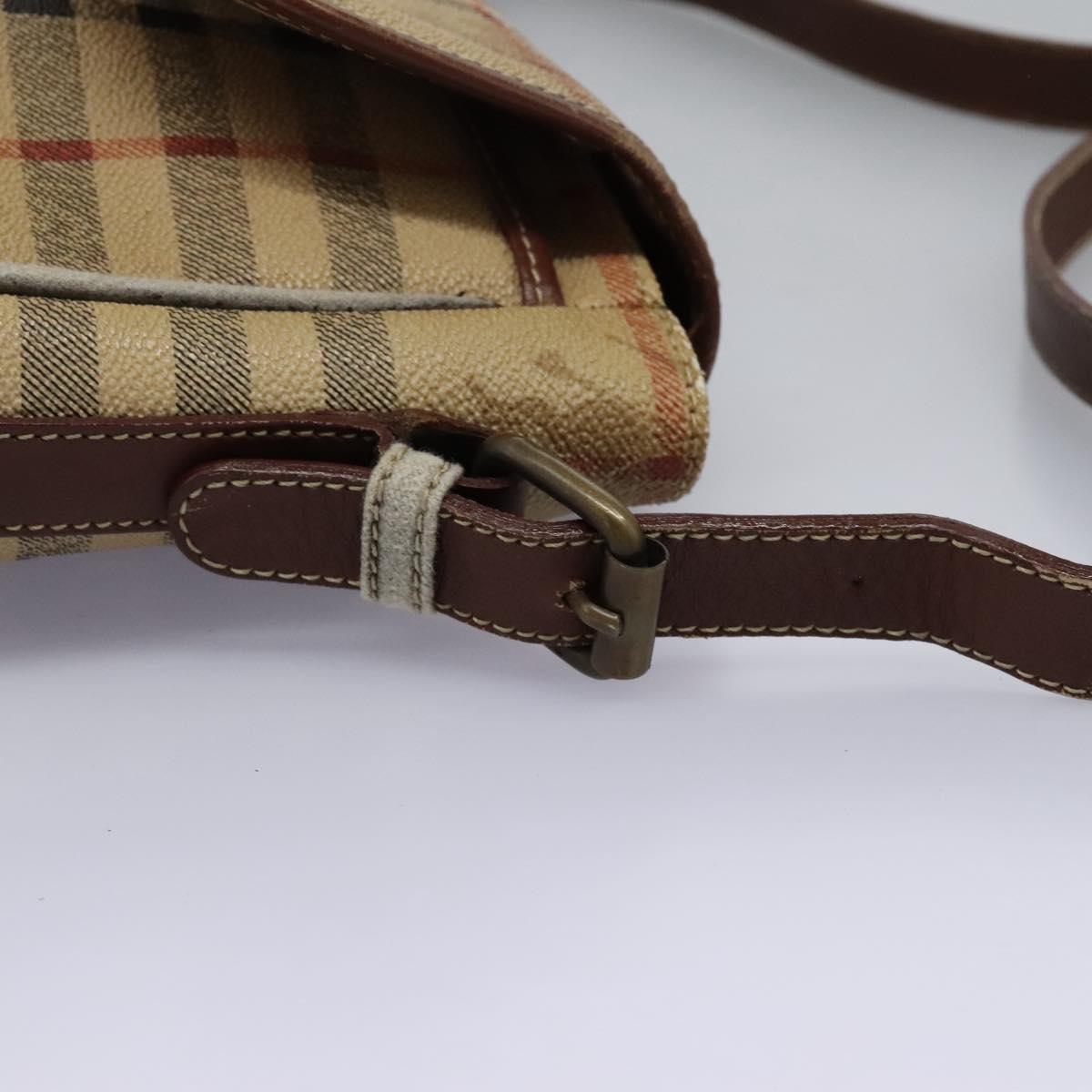 Burberrys Nova Check Shoulder Bag PVC Leather Beige Auth KD166