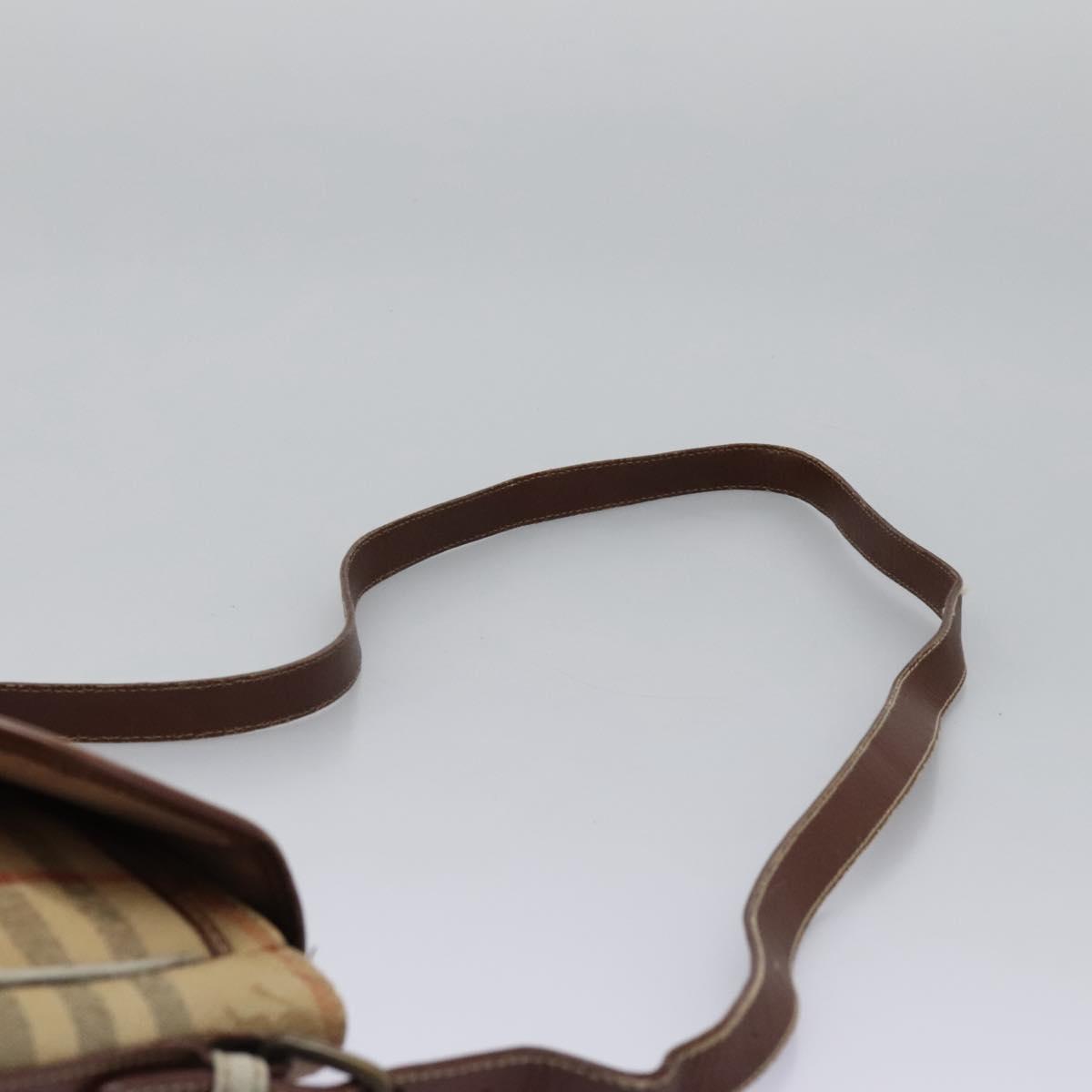 Burberrys Nova Check Shoulder Bag PVC Leather Beige Auth KD166