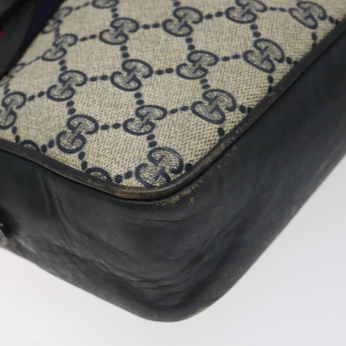 GUCCI GG Supreme Sherry Line Shoulder Bag PVC Navy Red Auth KD171
