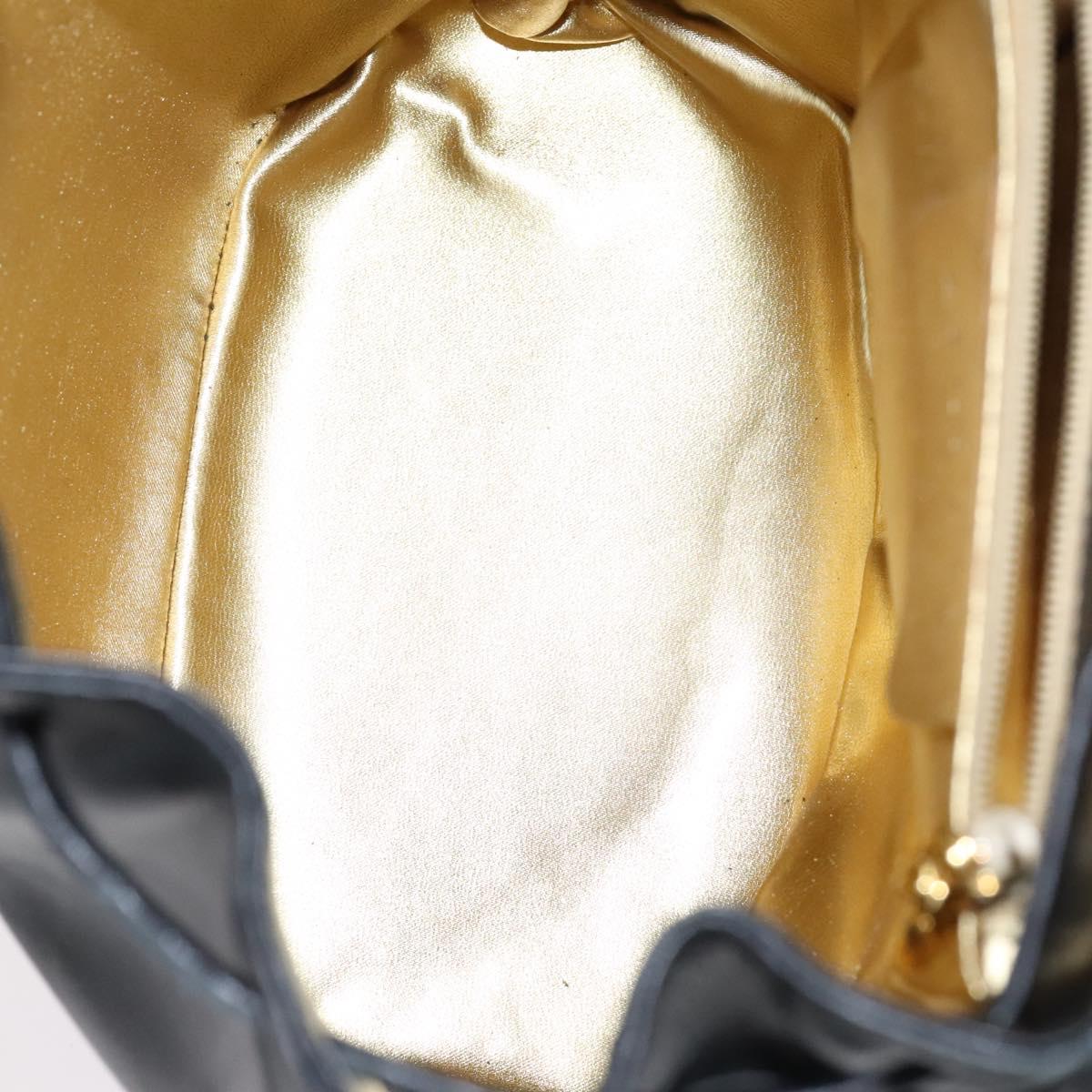 Salvatore Ferragamo Backpack Leather Black Gold Auth KD177