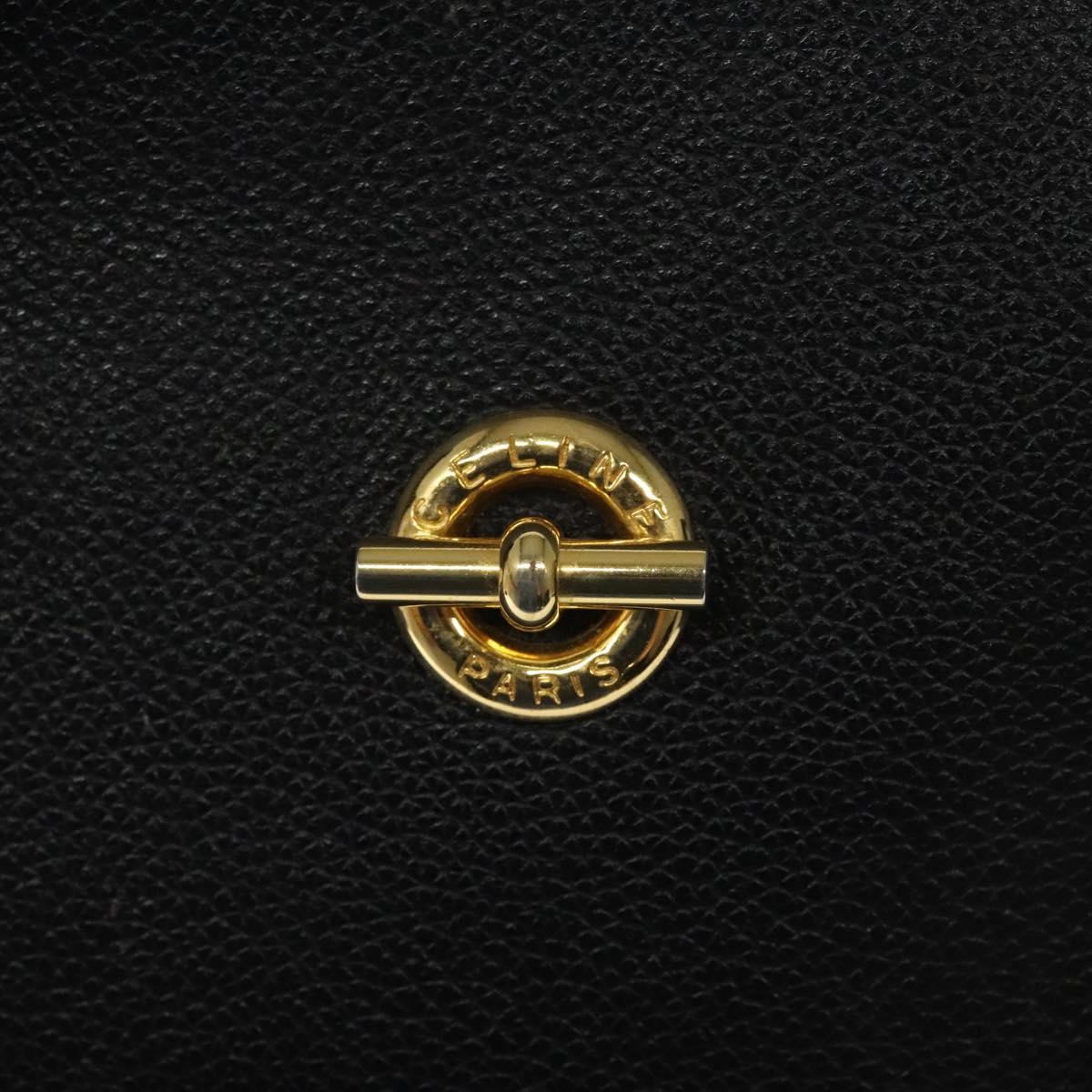 CELINE Shoulder Bag Leather Black Gold Auth KD180