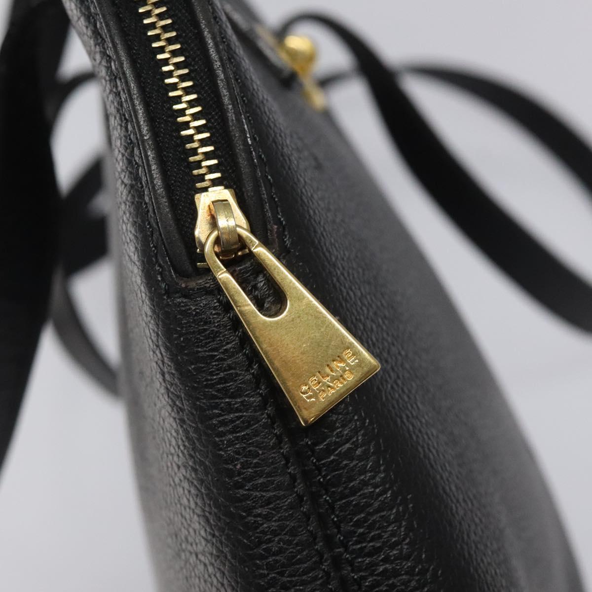 CELINE Shoulder Bag Leather Black Gold Auth KD180