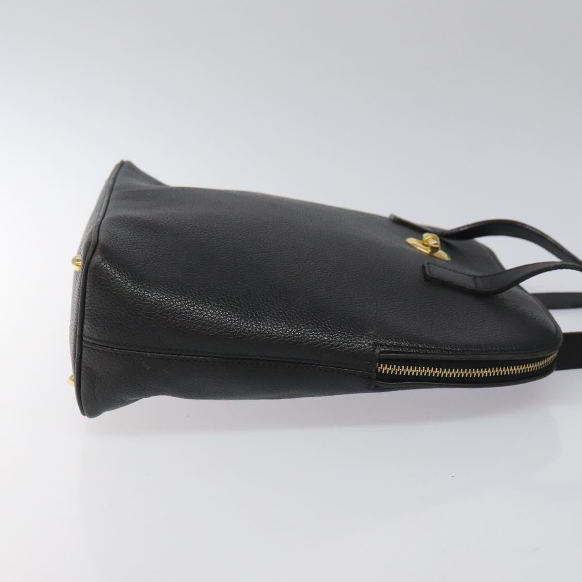 CELINE Shoulder Bag Leather Black Gold Auth KD180