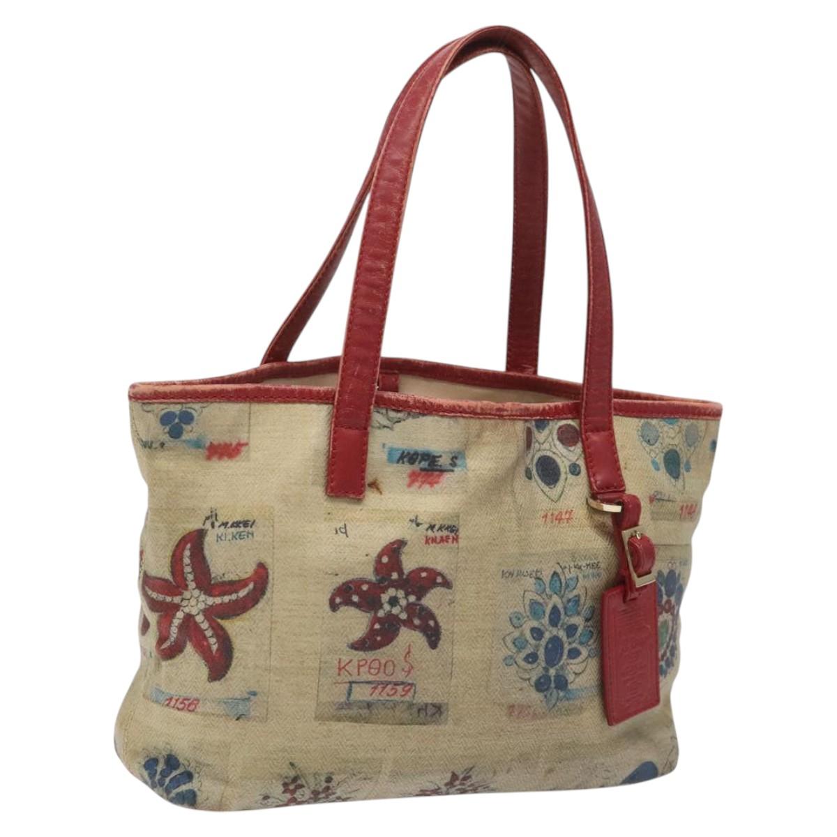 BVLGARI Tote Bag Coated Canvas Beige Auth KD184