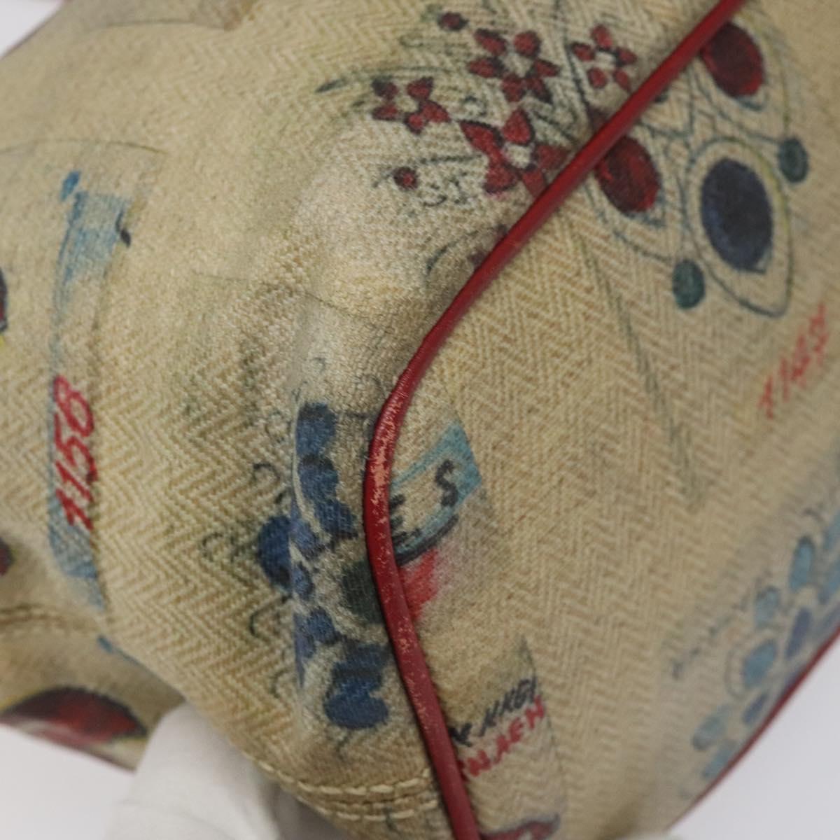 BVLGARI Tote Bag Coated Canvas Beige Auth KD184