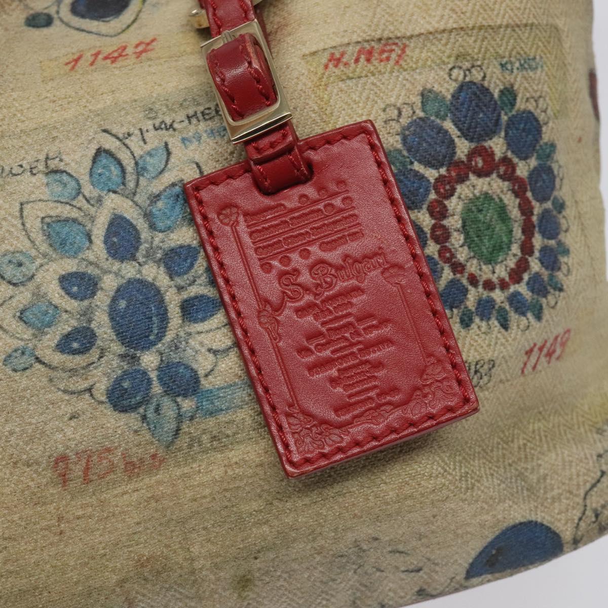 BVLGARI Tote Bag Coated Canvas Beige Auth KD184