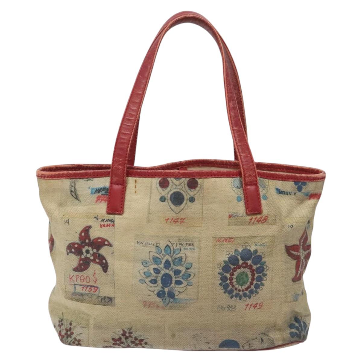 BVLGARI Tote Bag Coated Canvas Beige Auth KD184