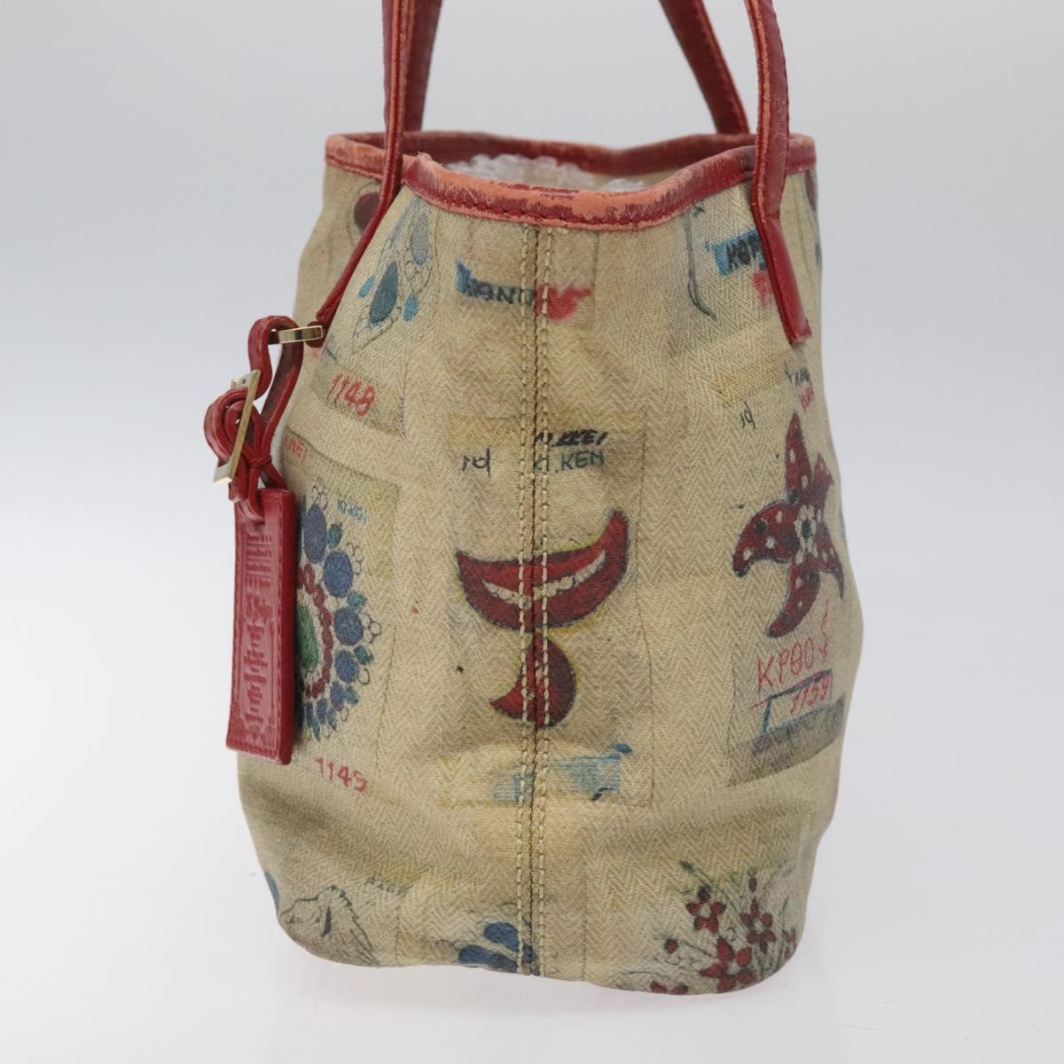 BVLGARI Tote Bag Coated Canvas Beige Auth KD184