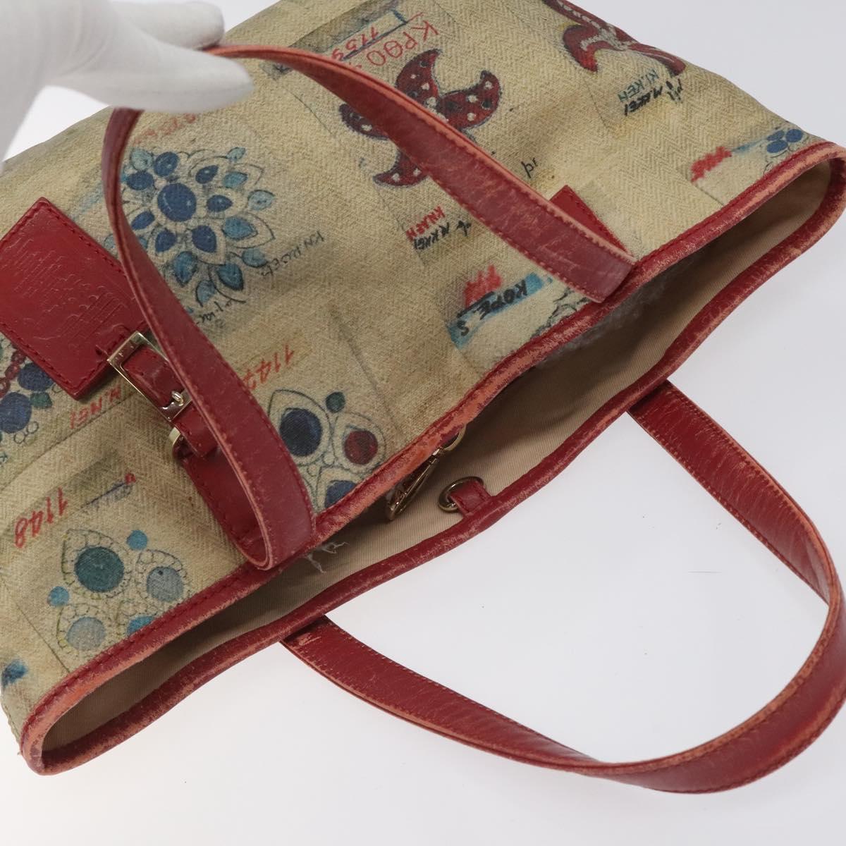 BVLGARI Tote Bag Coated Canvas Beige Auth KD184