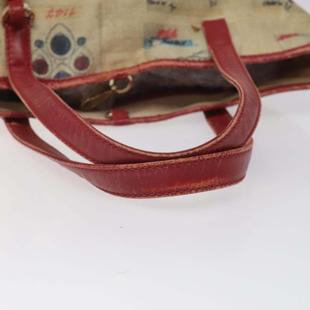 BVLGARI Tote Bag Coated Canvas Beige Auth KD184