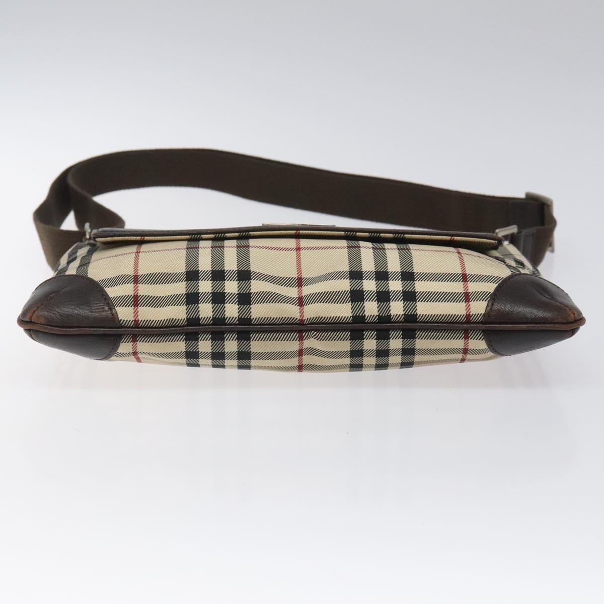 BURBERRY Nova Check Shoulder Bag Canvas Beige Auth KD198