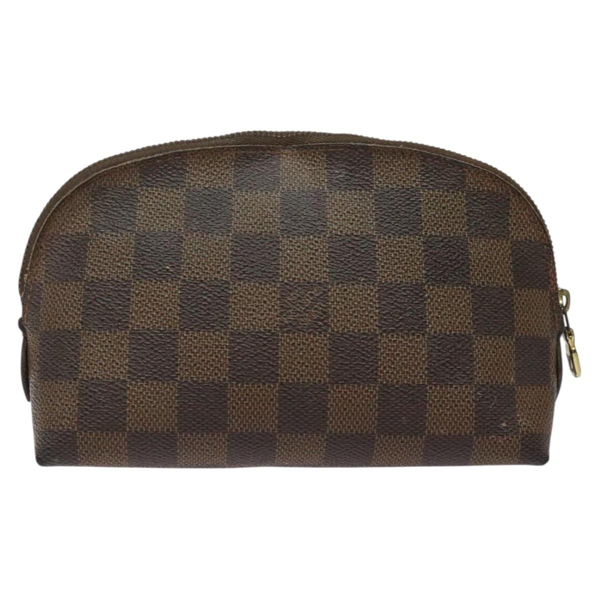 LOUIS VUITTON Damier Ebene Pochette Cosmetic PM Pouch N47516 LV Auth KD199