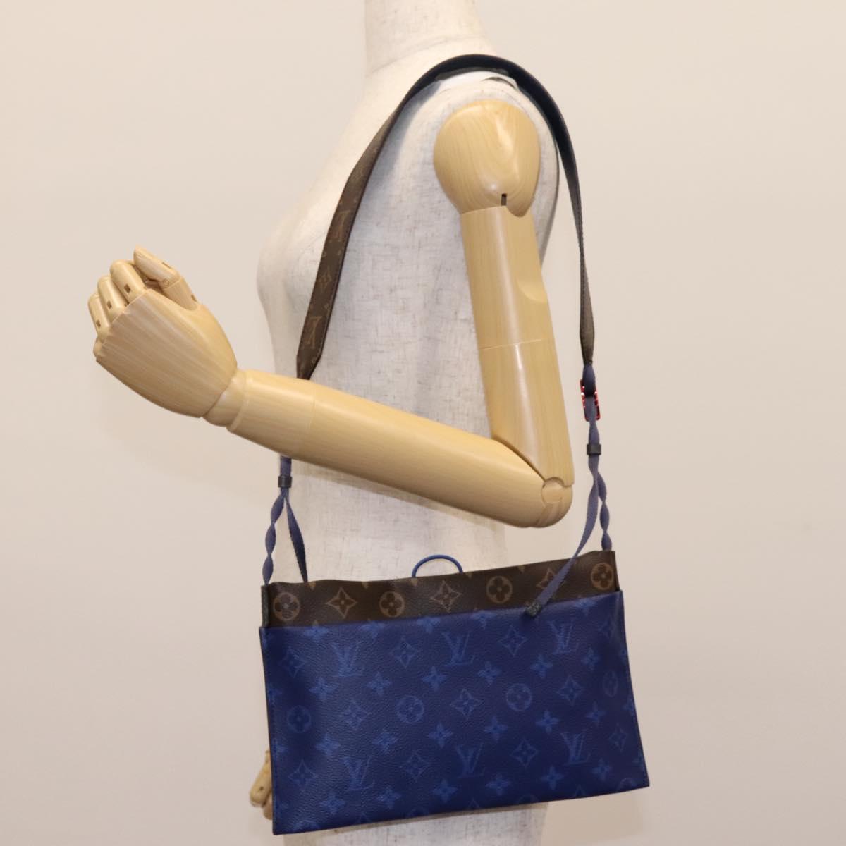 LOUIS VUITTON Monogram Pacific Split Sacoche Shoulder Bag Blue M43854 Auth KD201