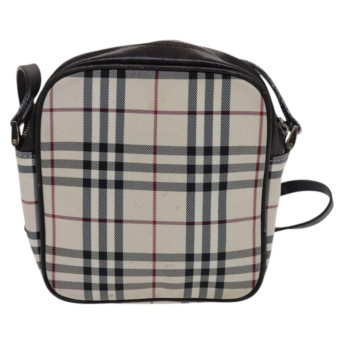 BURBERRY Nova Check Shoulder Bag Canvas Beige Auth KD202