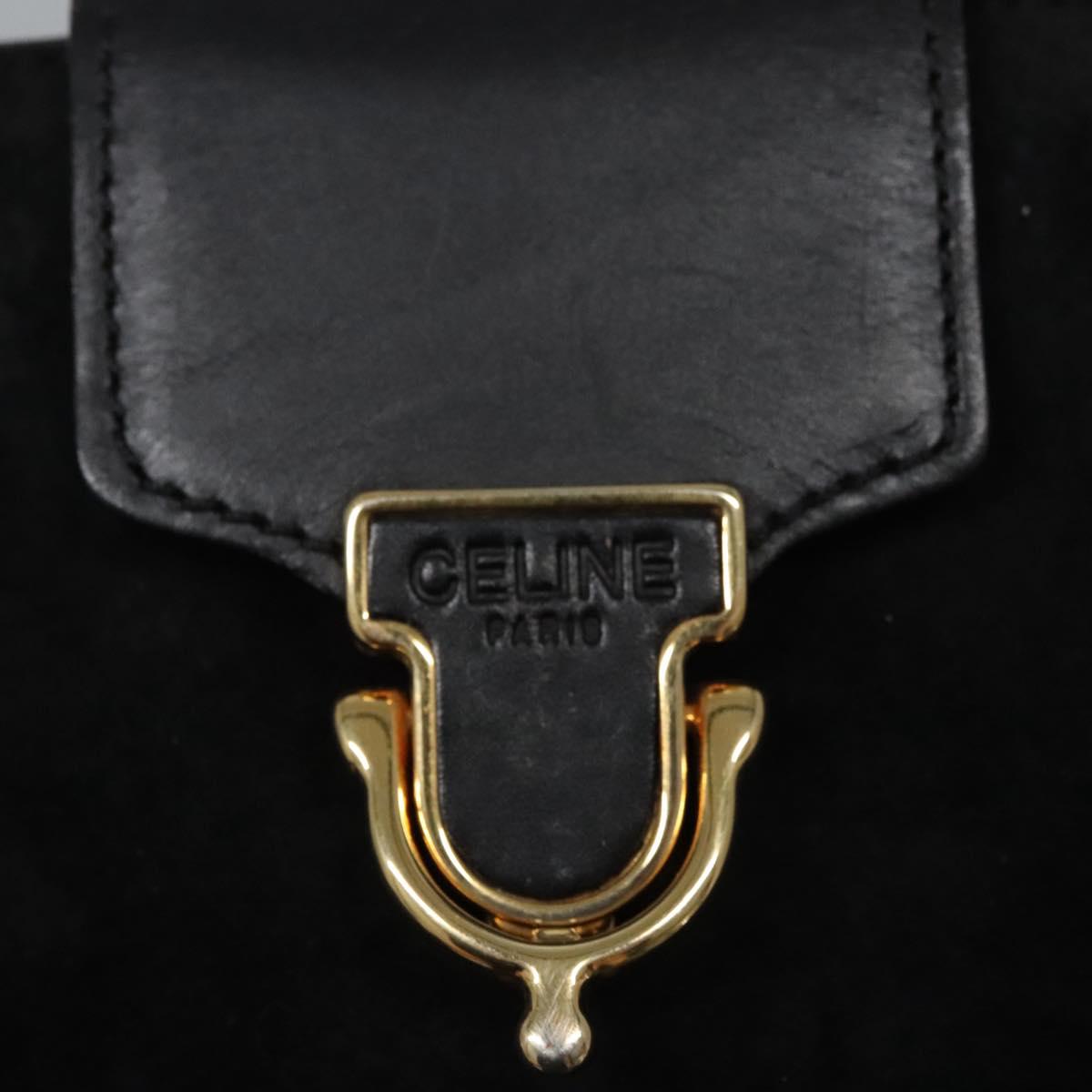 CELINE Shoulder Bag Suede Black Auth KD203