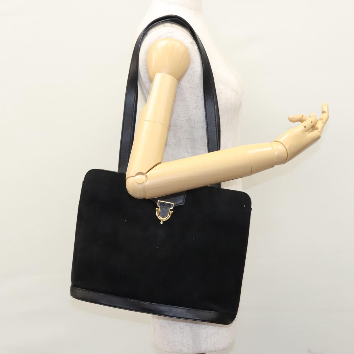 CELINE Shoulder Bag Suede Black Auth KD203