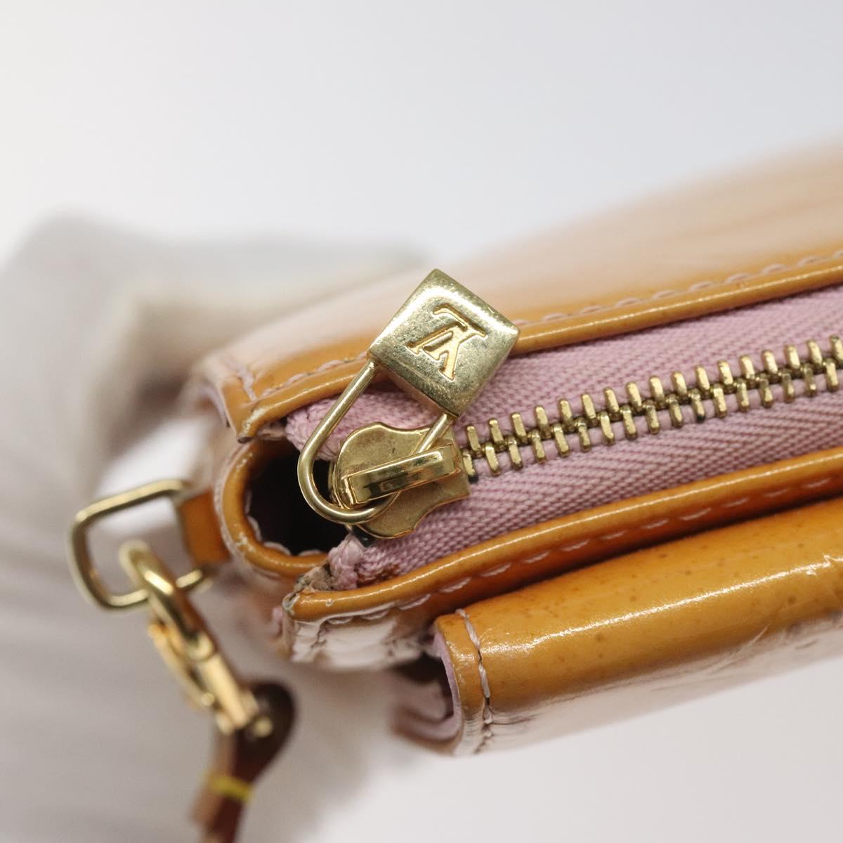 LOUIS VUITTON Monogram Vernis Motto Pouch Marshmallow Pink M91312 Auth KD208