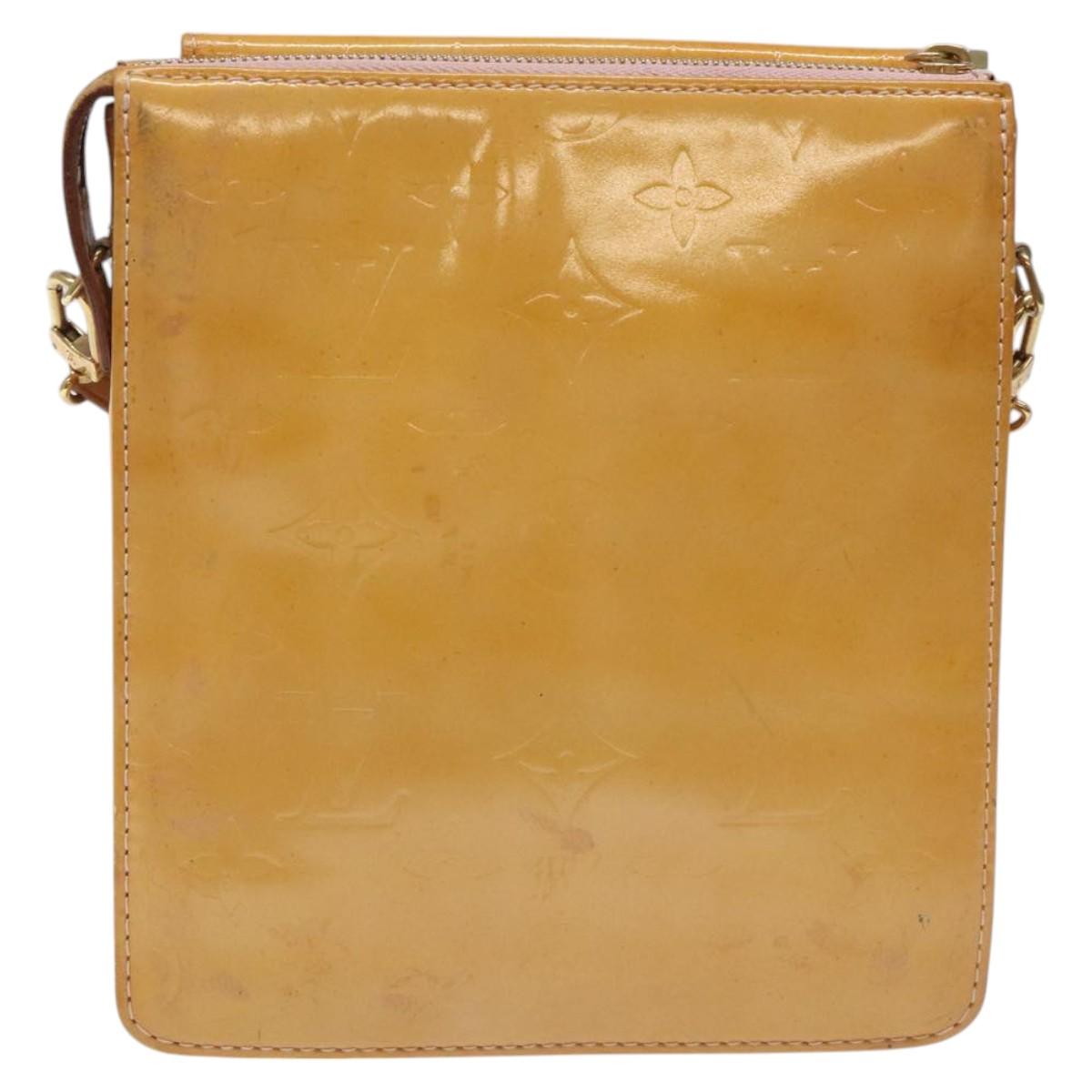 LOUIS VUITTON Monogram Vernis Motto Pouch Marshmallow Pink M91312 Auth KD208