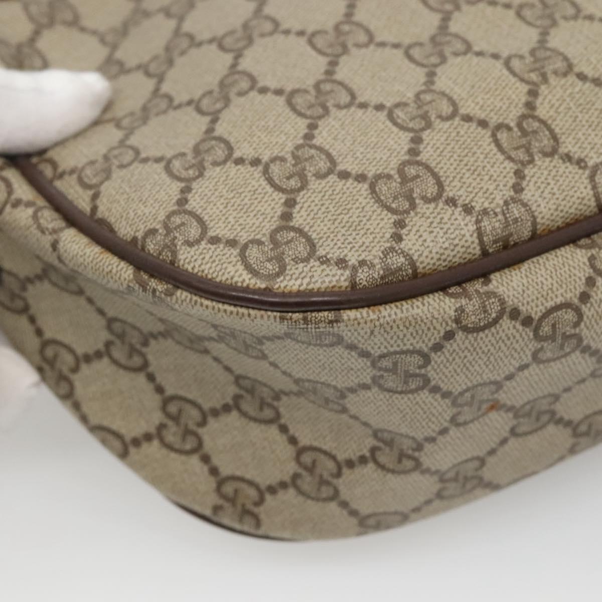 GUCCI GG Supreme Web Sherry Line Shoulder Bag PVC Beige Gold Auth KD211