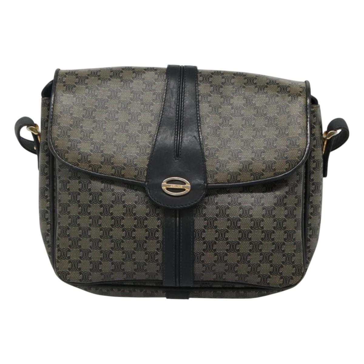 CELINE Macadam Canvas Shoulder Bag Navy Auth KD213