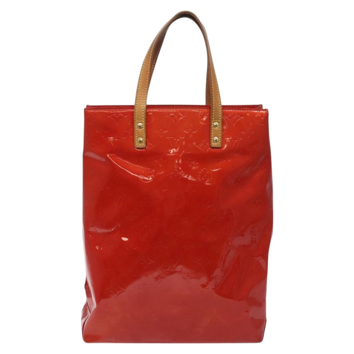 LOUIS VUITTON Monogram Vernis Reade MM Hand Bag Red Rouge M91086 LV Auth KD215