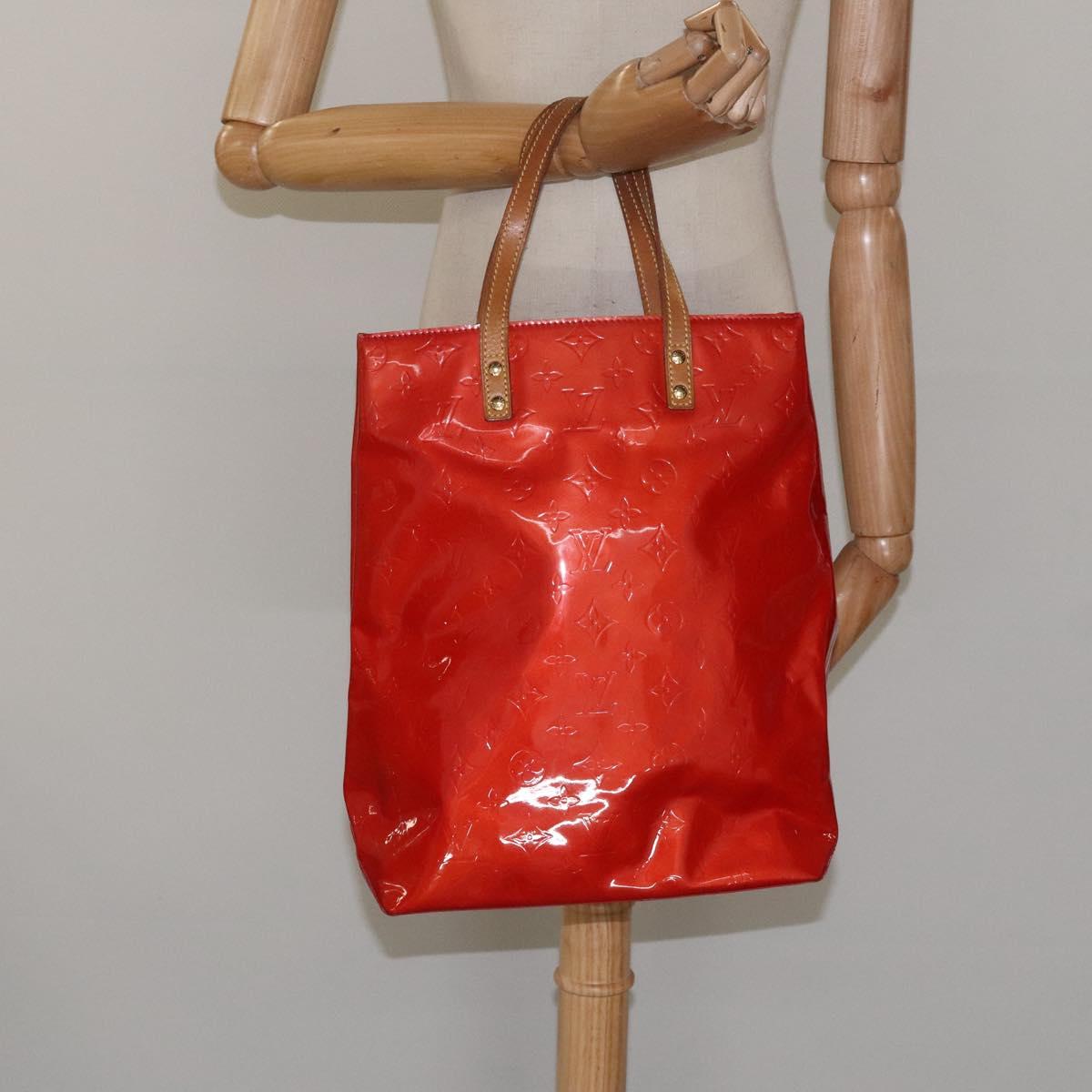 LOUIS VUITTON Monogram Vernis Reade MM Hand Bag Red Rouge M91086 LV Auth KD215