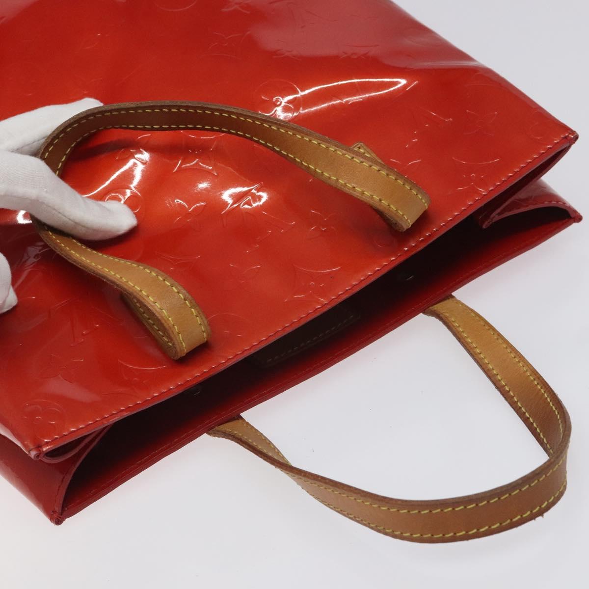 LOUIS VUITTON Monogram Vernis Reade MM Hand Bag Red Rouge M91086 LV Auth KD215
