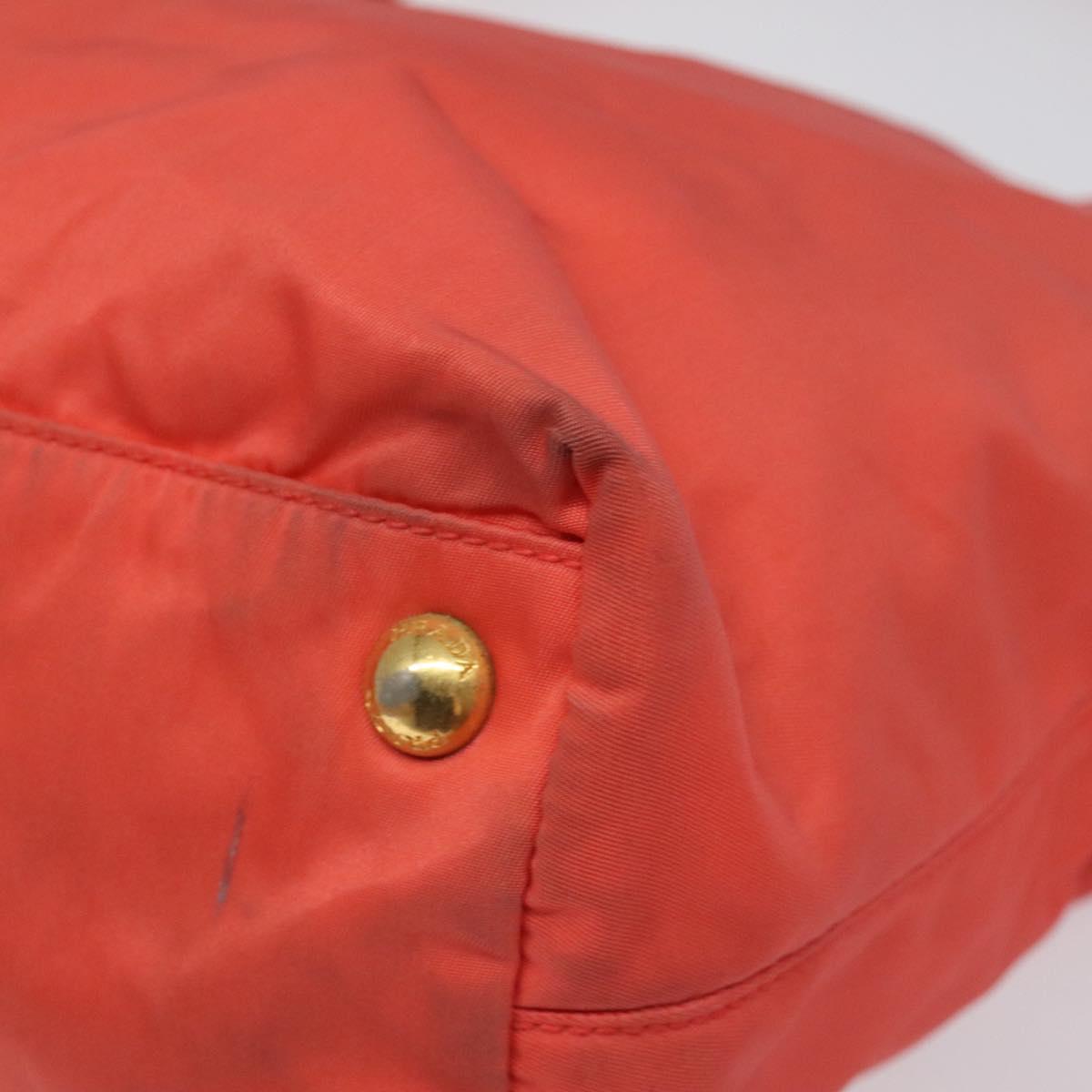 PRADA Tote Bag Nylon Orange Gold Auth KD217