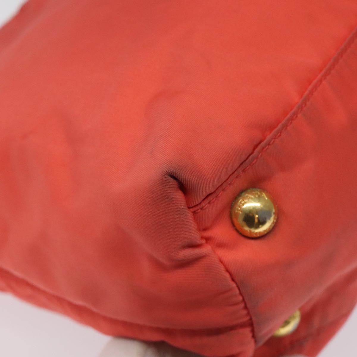 PRADA Tote Bag Nylon Orange Gold Auth KD217