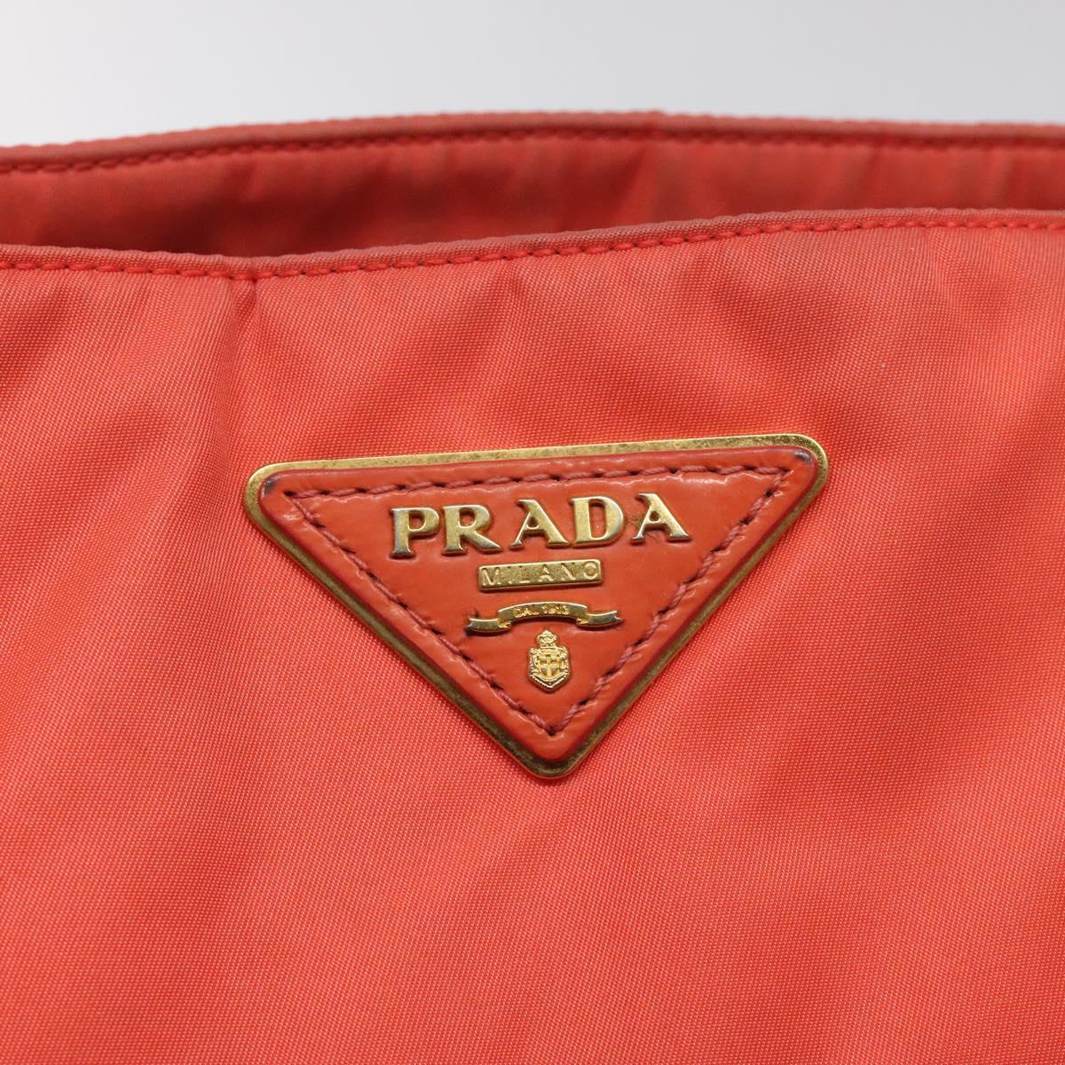 PRADA Tote Bag Nylon Orange Gold Auth KD217