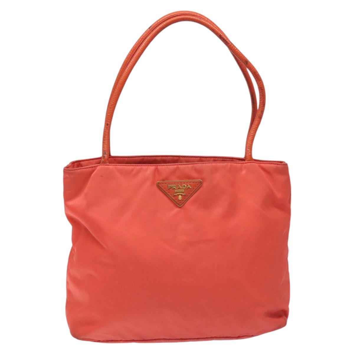 PRADA Tote Bag Nylon Orange Gold Auth KD217
