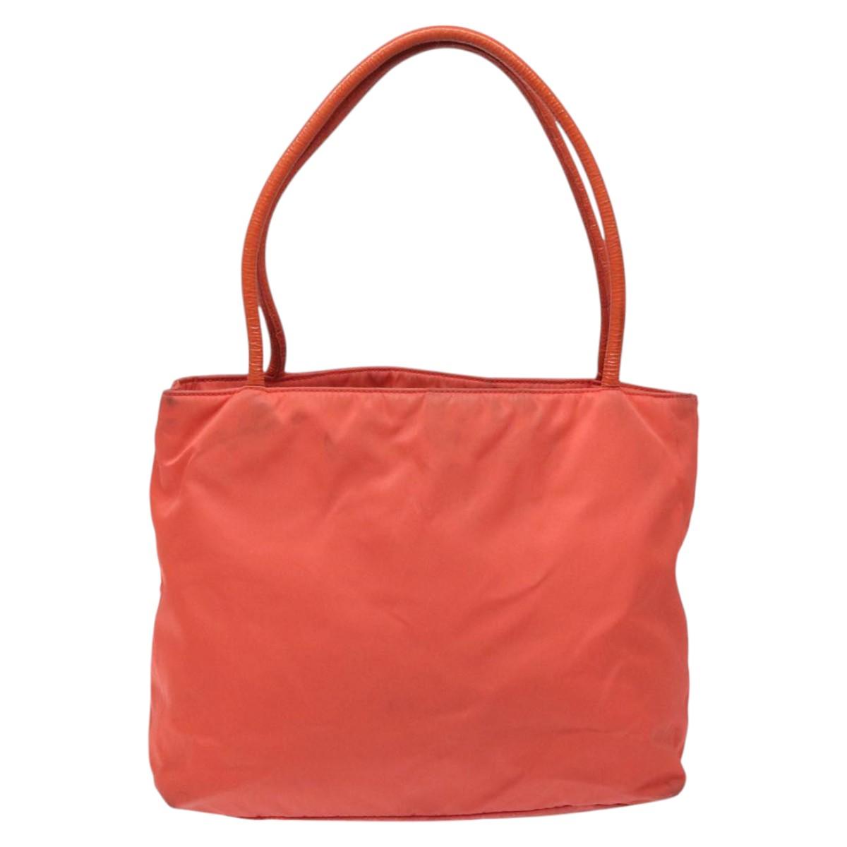 PRADA Tote Bag Nylon Orange Gold Auth KD217