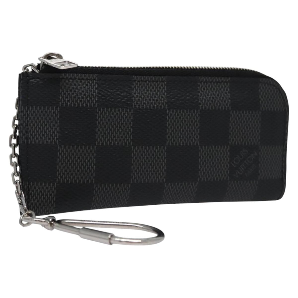 LOUIS VUITTON Damier Graphite Pochette Cles Coin Purse N61235 LV Auth KD220V