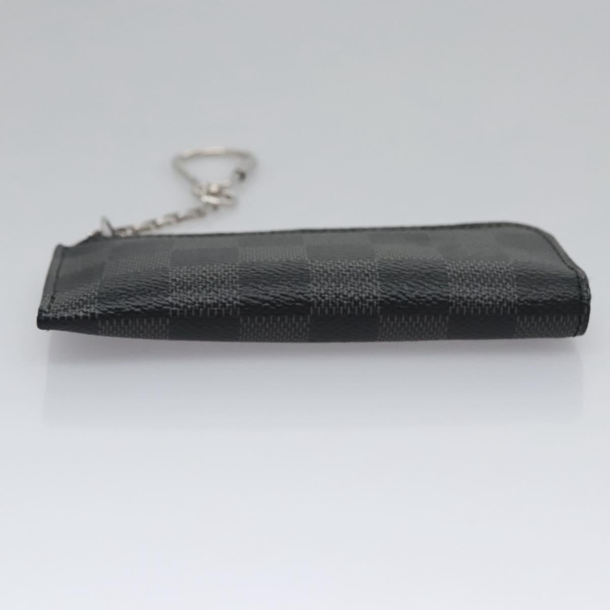 LOUIS VUITTON Damier Graphite Pochette Cles Coin Purse N61235 LV Auth KD220V