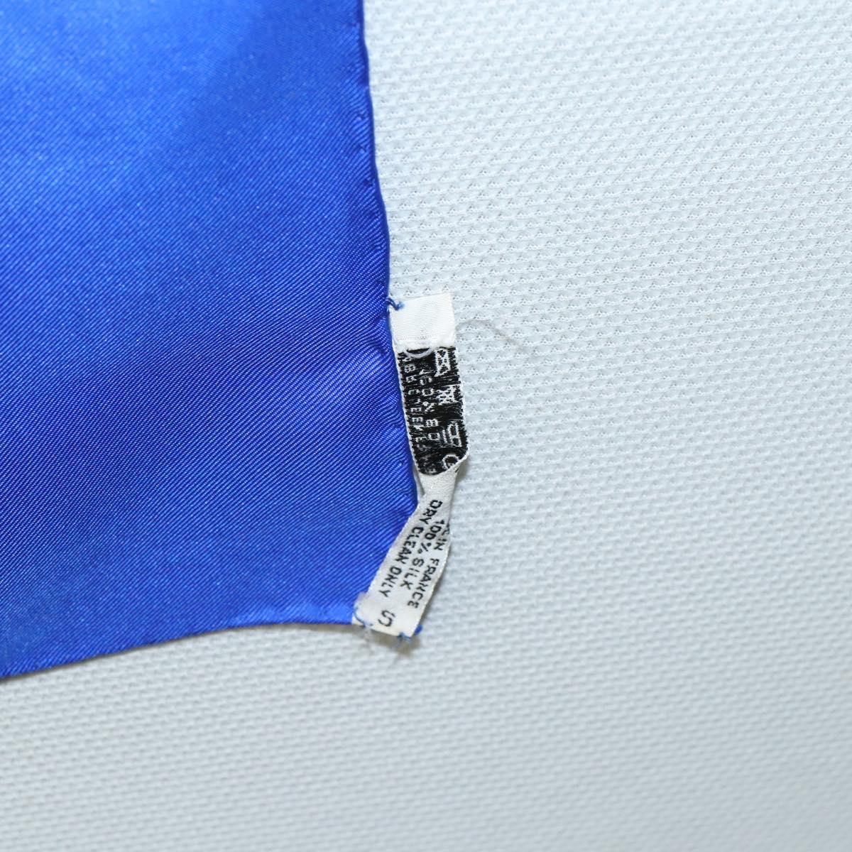 HERMES Carre 90 Scarf ""LES TAMBOURS "" Silk Blue Auth KD222