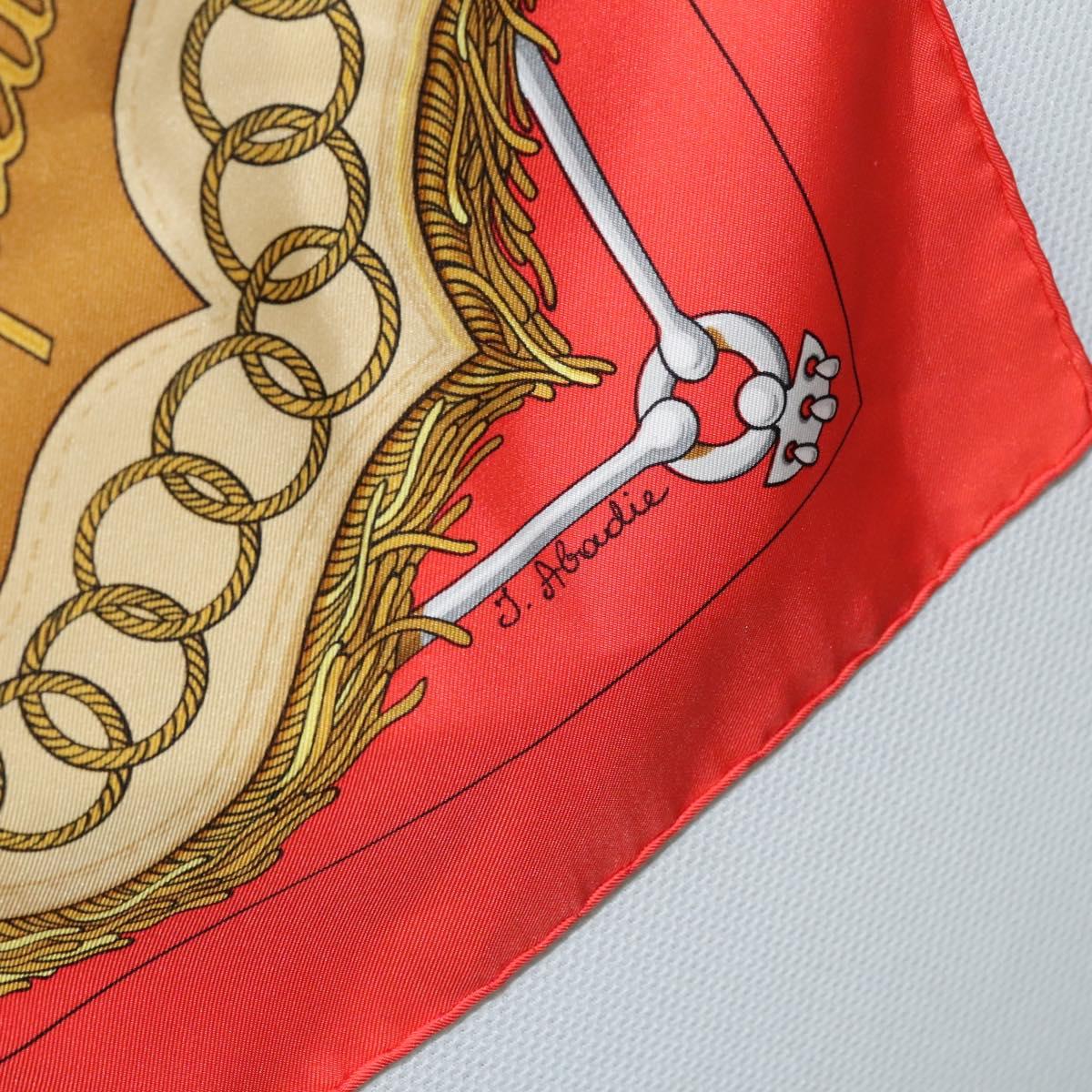 HERMES Carre 90 Scarf ""Cliquetis "" Silk Red Auth KD223