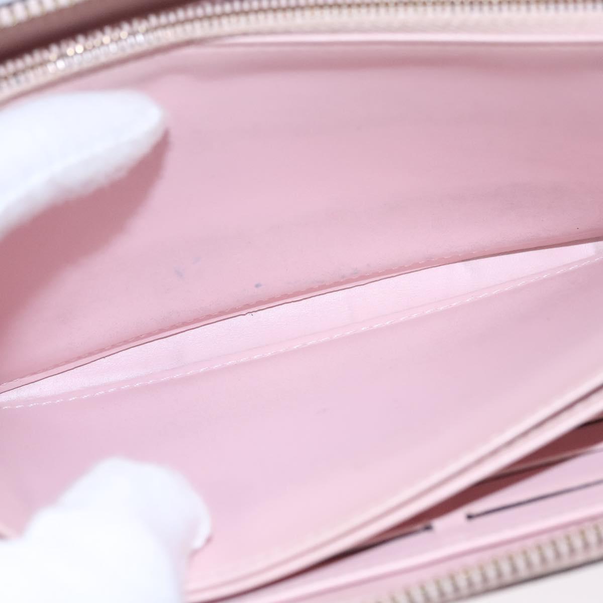 LOUIS VUITTON Monogram Vernis Zippy Wallet Rose Valerine M93522 LV Auth KD229