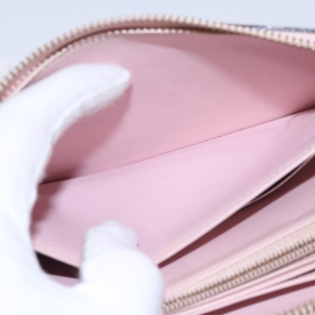 LOUIS VUITTON Monogram Vernis Zippy Wallet Rose Valerine M93522 LV Auth KD229