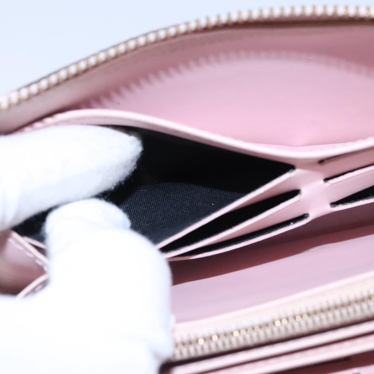 LOUIS VUITTON Monogram Vernis Zippy Wallet Rose Valerine M93522 LV Auth KD229