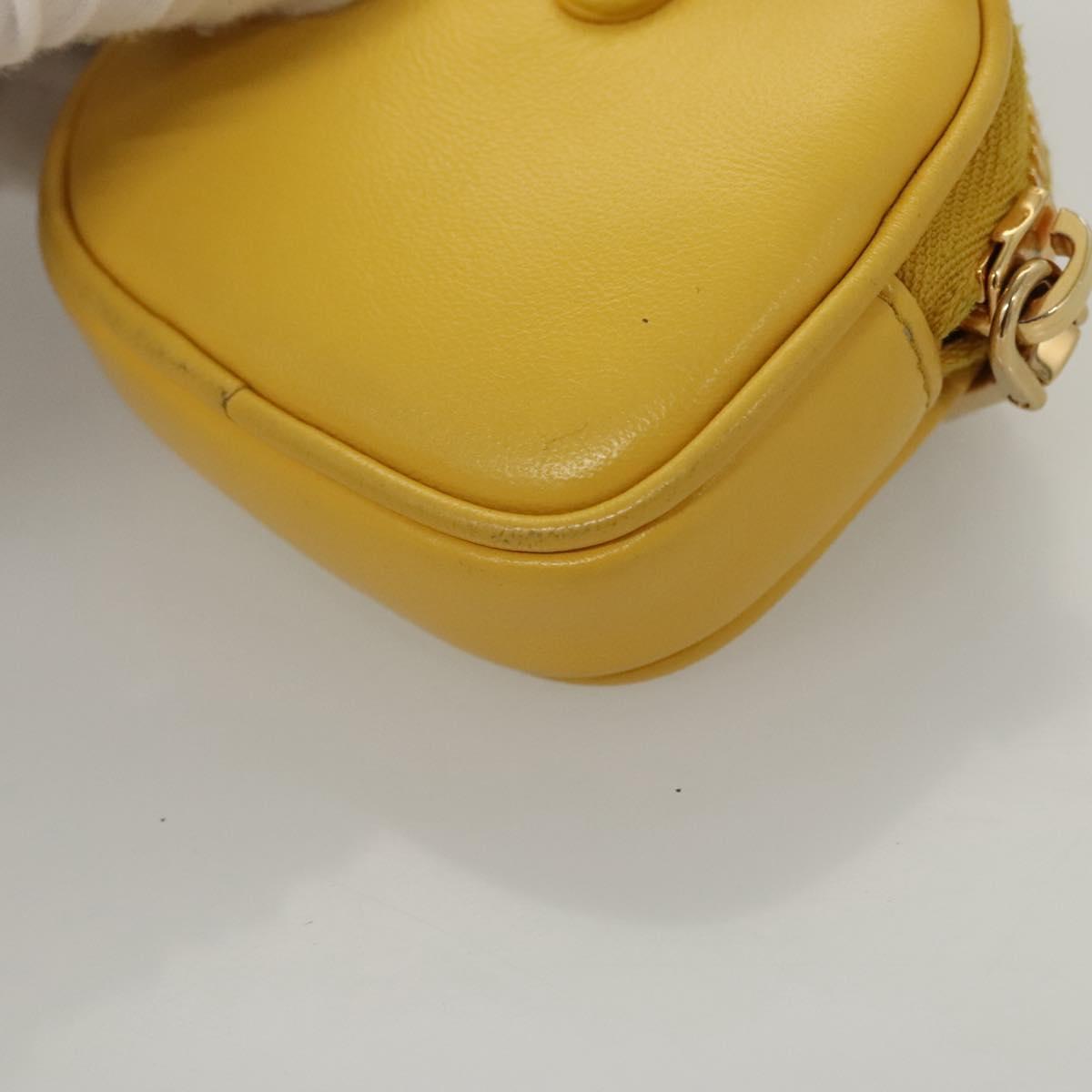Miu Miu Matelasse Airpots Case Lamb Skin Yellow Gold Auth KD242