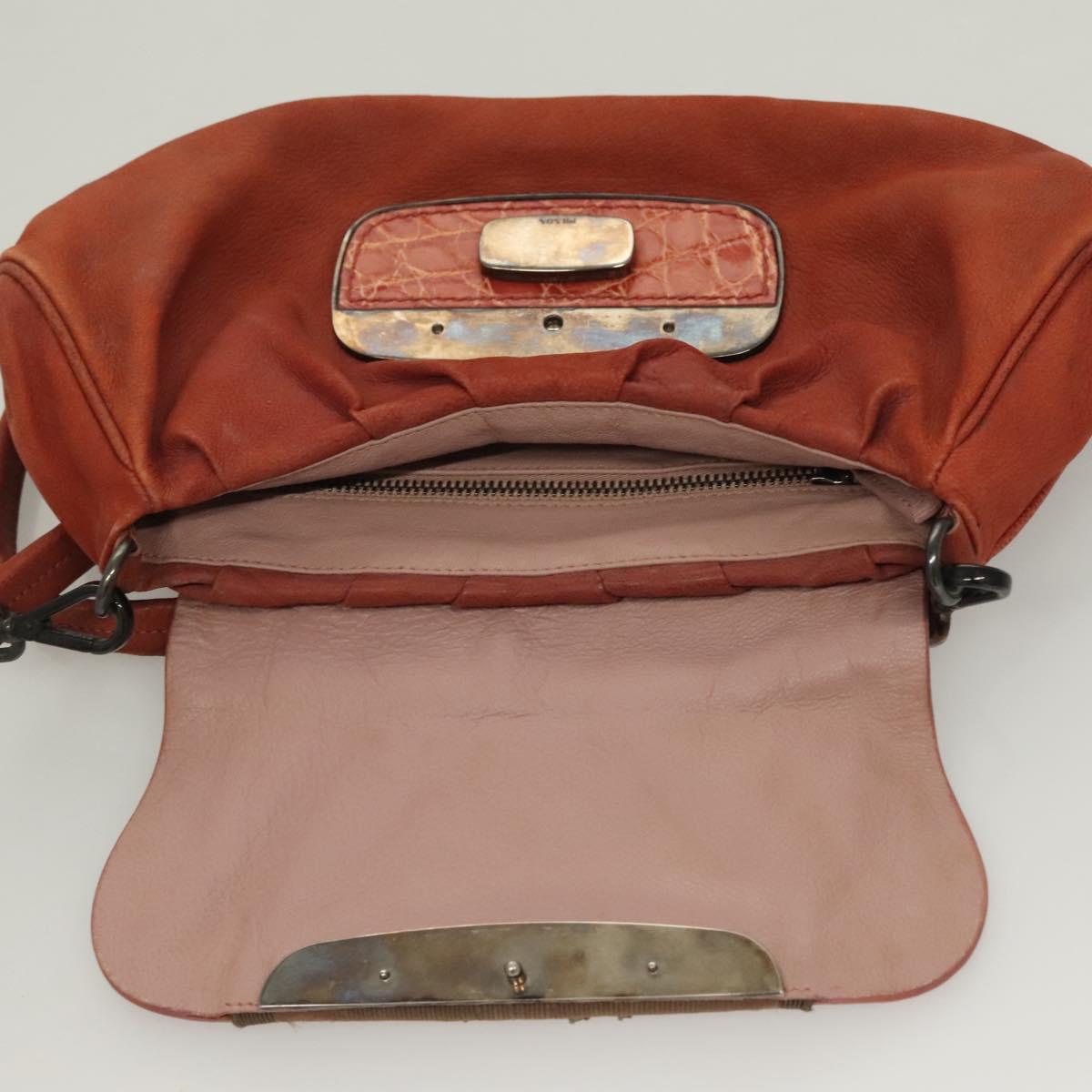 PRADA Shoulder Bag Leather Red Auth KD264