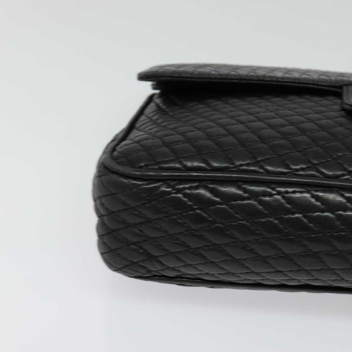 BALLY Chain Shoulder Bag Leather Black Auth KD281