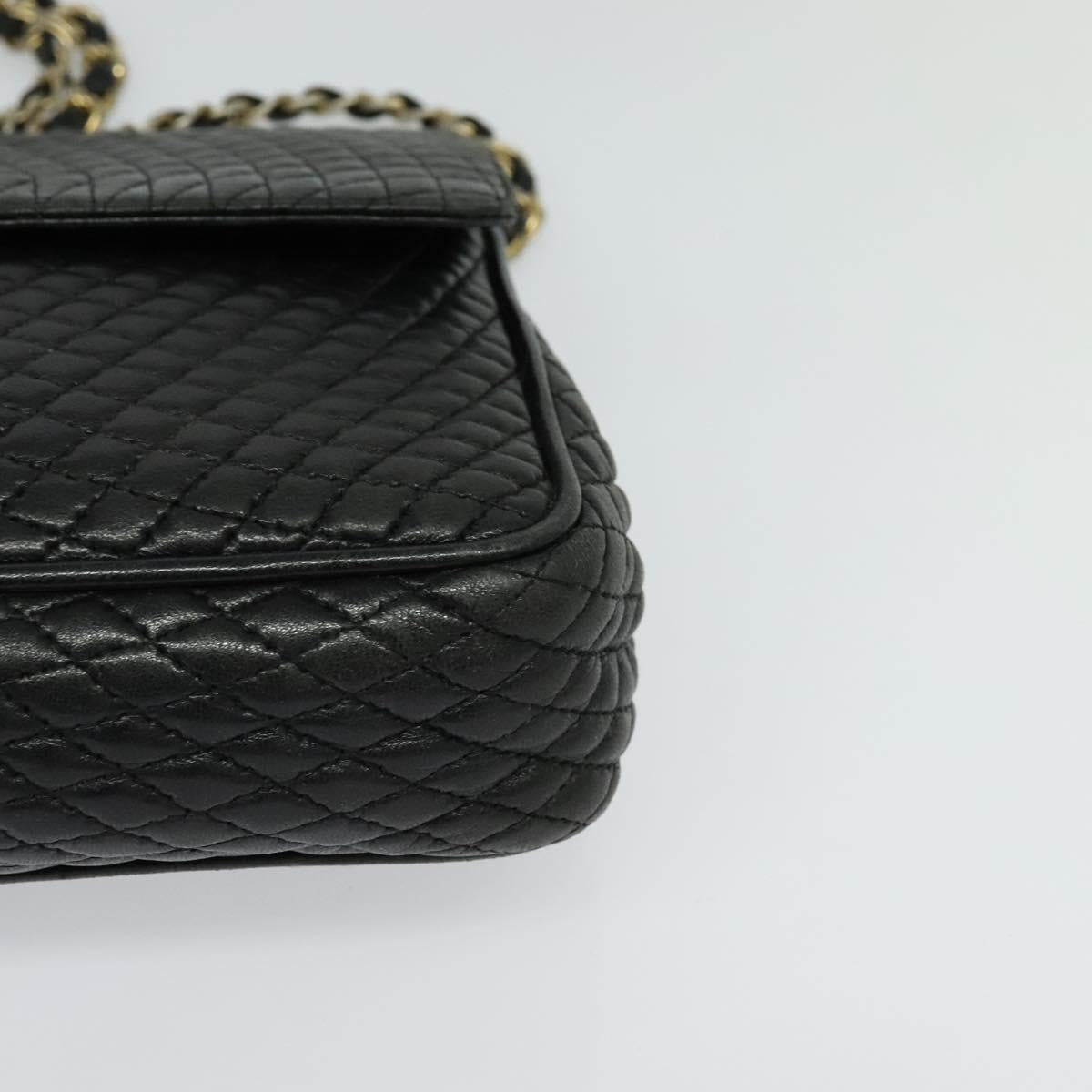 BALLY Chain Shoulder Bag Leather Black Auth KD281