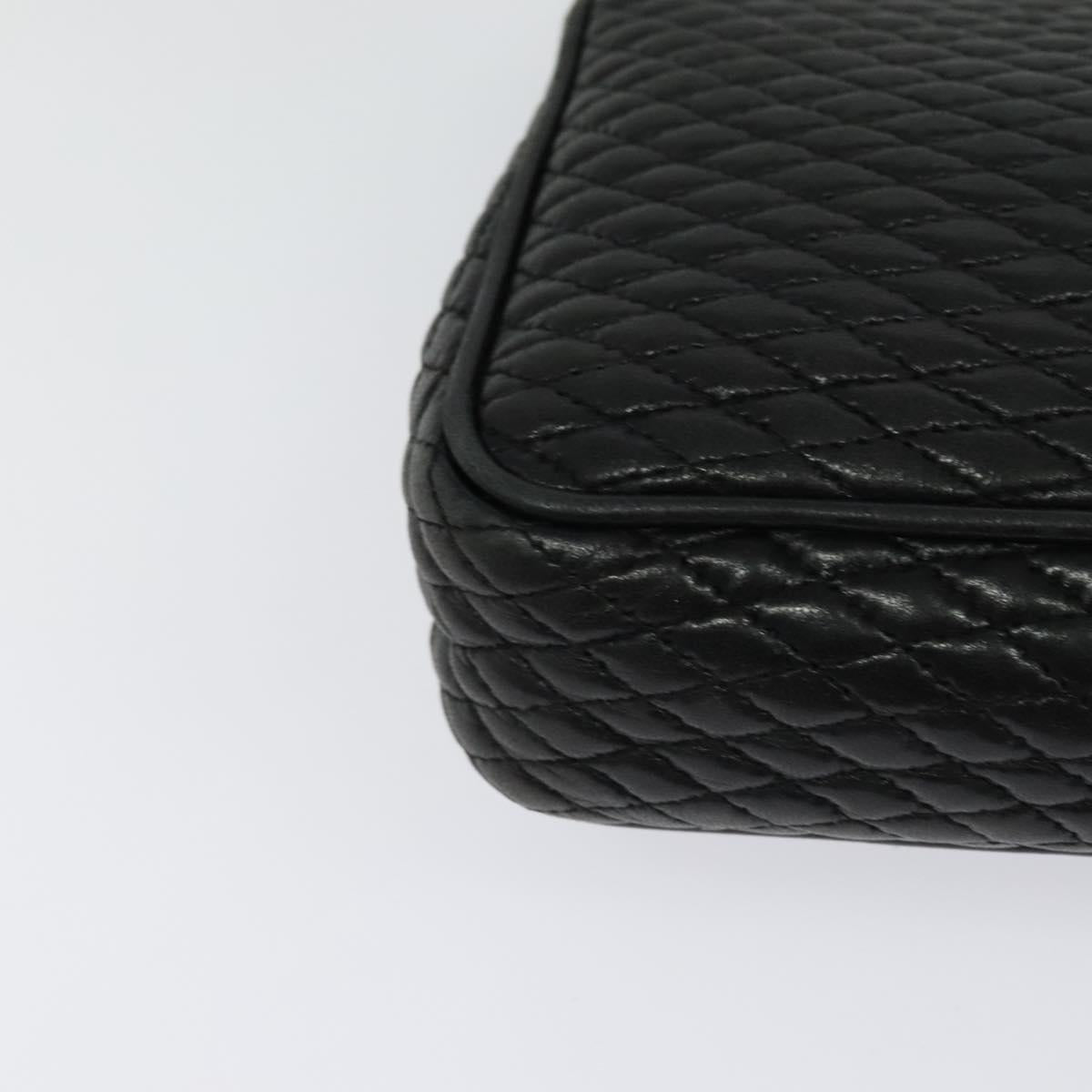 BALLY Chain Shoulder Bag Leather Black Auth KD281