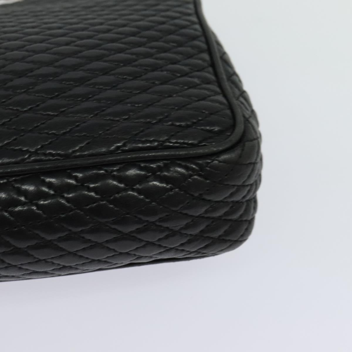 BALLY Chain Shoulder Bag Leather Black Auth KD281